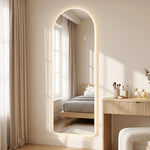 Grand miroir mural 120 x 40 cm avec éclairage LED miroir arqué, intensité variable et 3 couleurs d'éclairage transparent