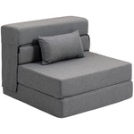 Fauteuil convertible 1 place fauteuil lit pliant, coussin inclus, pour invités, salon, petit espace, charge 120 kg, gris