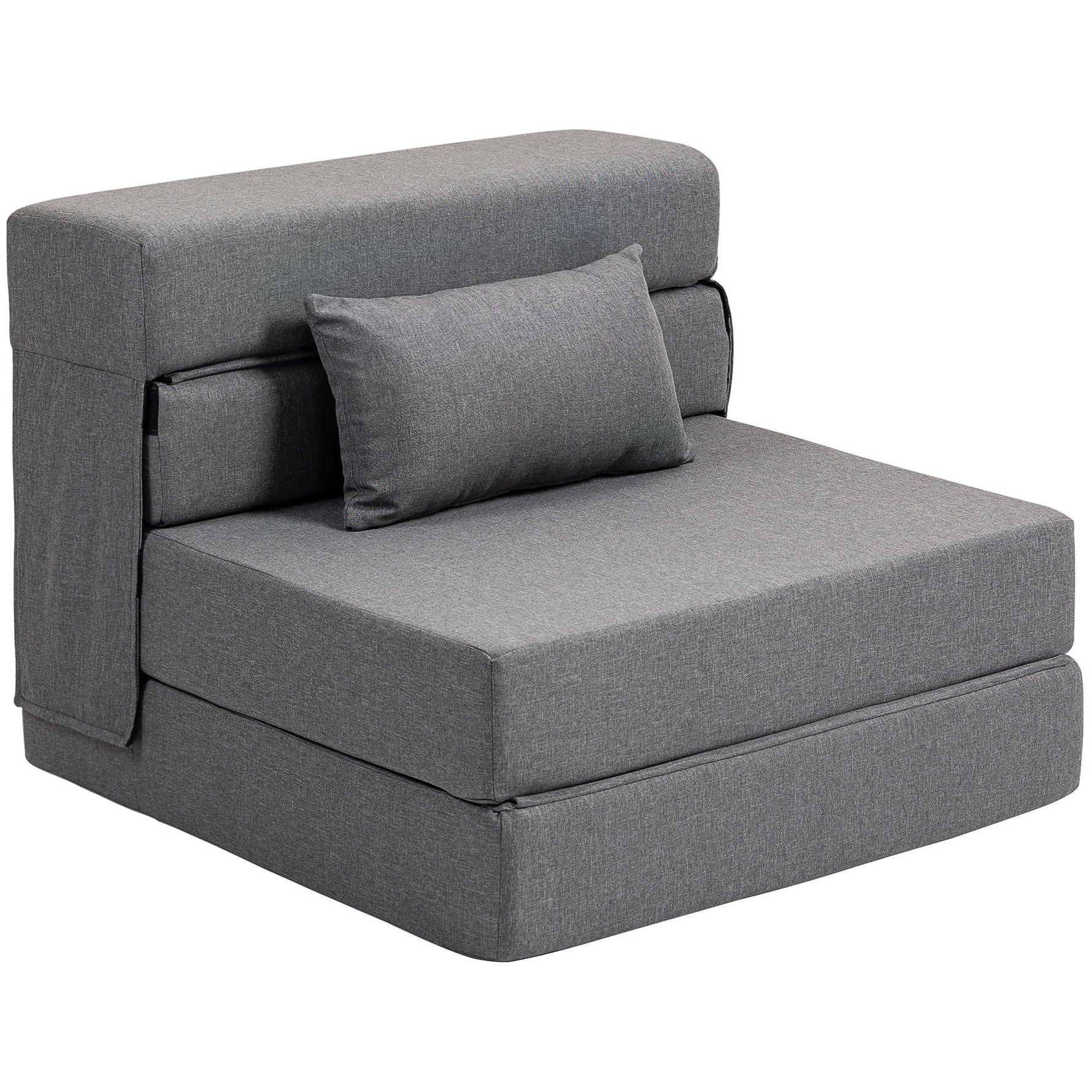 Fauteuil convertible 1 place fauteuil lit pliant, coussin inclus, pour invités, salon, petit espace, charge 120 kg, gris