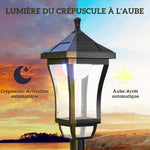 Luminaire extérieur lampadaire sur pied solaire lampadaire lanterne classique LED 30 Lm 15 x 15 x 127 cm noir