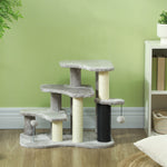 Arbre à chat tour à griffer hauteur de 50 cm avec plates-formes en peluche balles pour chat de moins de 5 kg gris clair