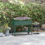 Jardinière sur Pieds Potager dim. 109L x 44l x 80H cm étagère 2 Roues + Insert d'irrigation métal Vert