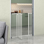 Barrera de seguridad para perros extensible 74-100 cm cierre automático fijación a presión sin taladrar blanco