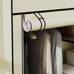 Armoire penderie en tissu meuble de rangement tringle à vêtements et étagères ouvertes 103x43x162,5cm crème
