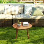 Petite table basse ronde, table d'appoint avec patins antidérapants, cadre en métal, pour jardin, Ø 70 x 42 cm, orange