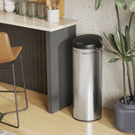 Poubelle cuisine automatique 50L acier inoxydable, poubelle à couvercle à fermeture en douceur, 30,5x30,5x85cm, argent
