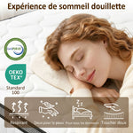 Matelas 140 x 190 cm, 20cm d'épaisseur, matelas à ressorts ensachés 7 zones mousse à mémoire forme au gel rafraîchissant