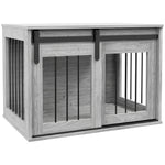 Cage caisse pour chien animaux intérieur porte coulissante, métal effet bois, dim. 57H x 80L x 54l cm