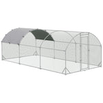 Grande recinto per pollaio 15,96 ㎡, parco recintato, tetto anti-UV, porta bloccabile, 2,8 x 5,7 x 1,97 m, argentato