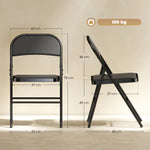 Lot de 6 chaises pliantes chaises de salle à manger portables cadre en acier 45 x 46 x 78 cm noir