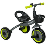 Tricycle enfants avec sonnette et panier selle réglable avec dossier - pour enfant de 2 à 5 ans noir