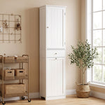 Badezimmerschrank mit Schublade, Wäschekorb, verstellbarem Regal, moderner Stil, 45 x 30 x 180 cm, Weiß