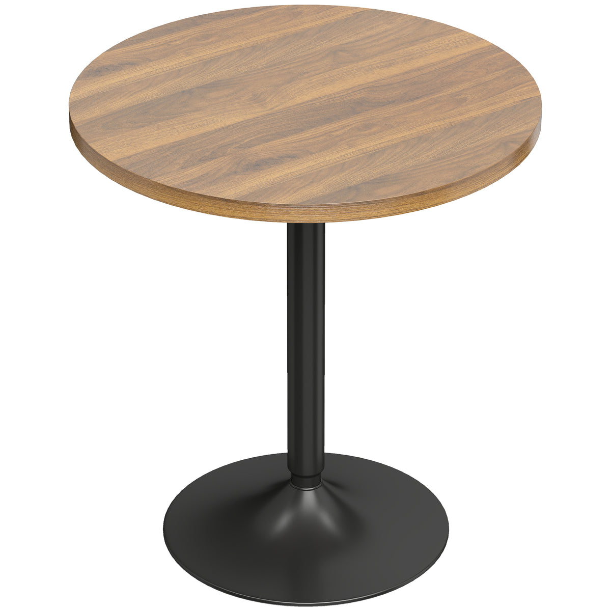 Table de bar ronde 60 cm, table haute cuisine mange-debout avec patins antidérapants, pour cuisine, salon, noyer