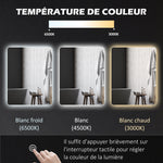 Miroir rectangulaire mural lumineux LED de salle de bain 80 x 60 cm luminosité réglable blanc transparent