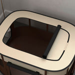 Parc pliable pour animaux de compagnie parc pour chiots en tissu Oxford avec fenêtres et portes sac de rangement marron