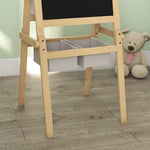 Tableau chevalet enfant ardoise double face tableau blanc tableau à craie rouleau papier 58 x 50,5 x 109 cm naturel