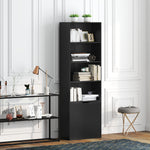 Bibliothèque Armoire à livres avec 4 compartiments ouverts et 2 portes pour le salon et le bureau 59x29x180 cm Noir
