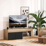 Meuble TV 2 portes pour téléviseurs jusqu'à 60 pouces, meuble télé avec placard et étagère ouverte, noir
