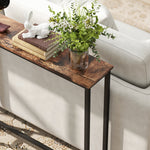 Table console étroite style industriel avec prises de courant et USB, pour salon entrée couloir, 160x20x80cm, marron