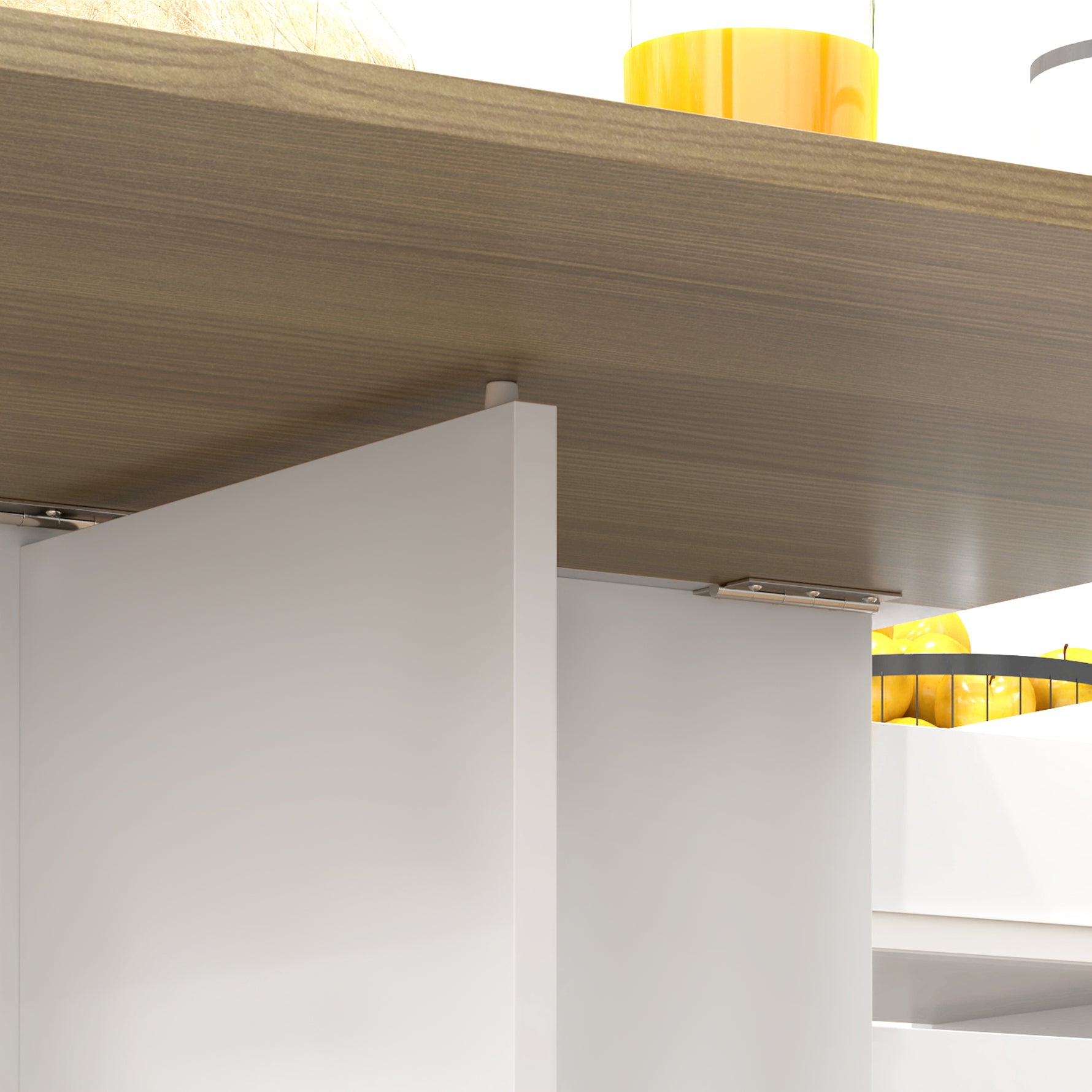Table à manger pliable pour 6 personnes, table de cuisine sur roulettes avec 2 tiroirs 2 placards, 140x76x74cm, blanc