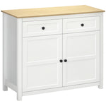 Commode meuble de rangement 2 portes avec étagère réglable en hauteur 2 tiroirs 100 x 40 x 85 cm blanc et aspect bois