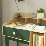 Ensemble bureau et chaise pour enfant avec étagères de rangement et tiroir, mobilier pour enfants de 3 à 10 ans, vert