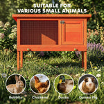 Clapier Lapin Extérieur en Bois, Toit Ouvrable en Asphalt et Plateau Coulissant, Design Surélevé, 90x45x65cm, Orange