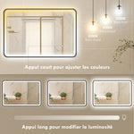 Miroir salle de bain avec éclairage 90 x 60 cm, miroir LED mural, anti-buée, 3 couleurs lumière, dimmable, noir