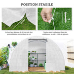 Serra da giardino a tunnel 9 m², 4 finestre, porta avvolgibile con cerniera, telaio in acciaio zincato, telo in PE 3 x 3 x 2 m bianco