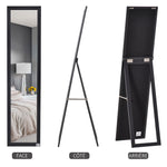 Miroir sur Pied et Mural Rectangulaire, Miroir de Sol Pleine Longueur pour Dressing, Chambre, Salon, 37 x 37 x 154 cm, Noir