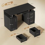Bureau d'ordinateur, bureau informatique 120 x 55 cm avec plateau pour clavier, 3 tiroirs, pour chambre, domicile, noir