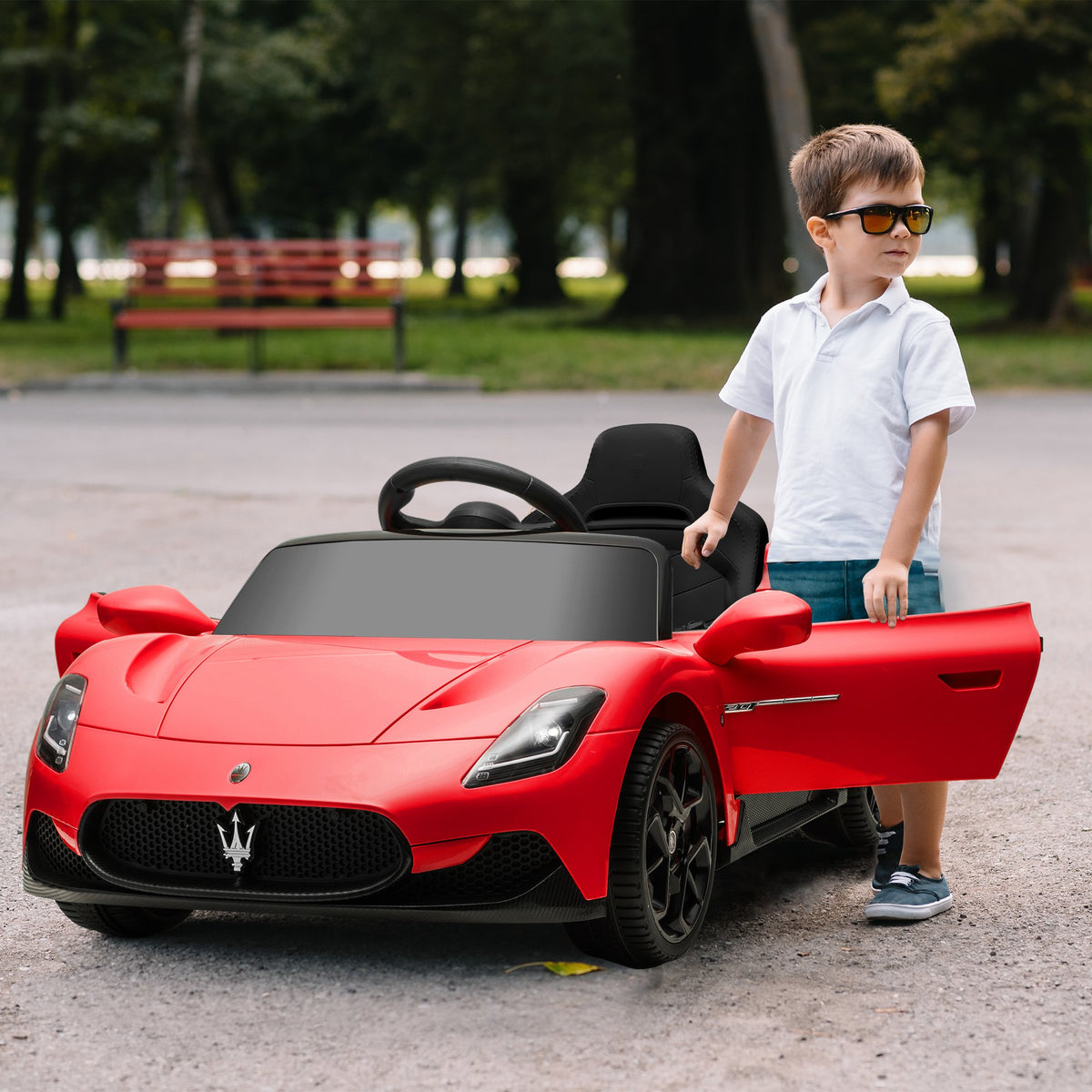 Voiture électrique pour enfants sous licence Maserati MC20 12V, Télécommande, LED, Musique et Klaxon, 3 à 6 Ans, rouge