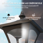Luminaire extérieur lampadaire sur pied solaire lampadaire lanterne classique LED 30 Lm dim. 15L x 15l x 120H cm noir