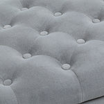 Banc de rangement bout de lit avec accoudoirs, tissu effet velours rembourré et capitonné, 126 x 48,5 x 57 cm, gris
