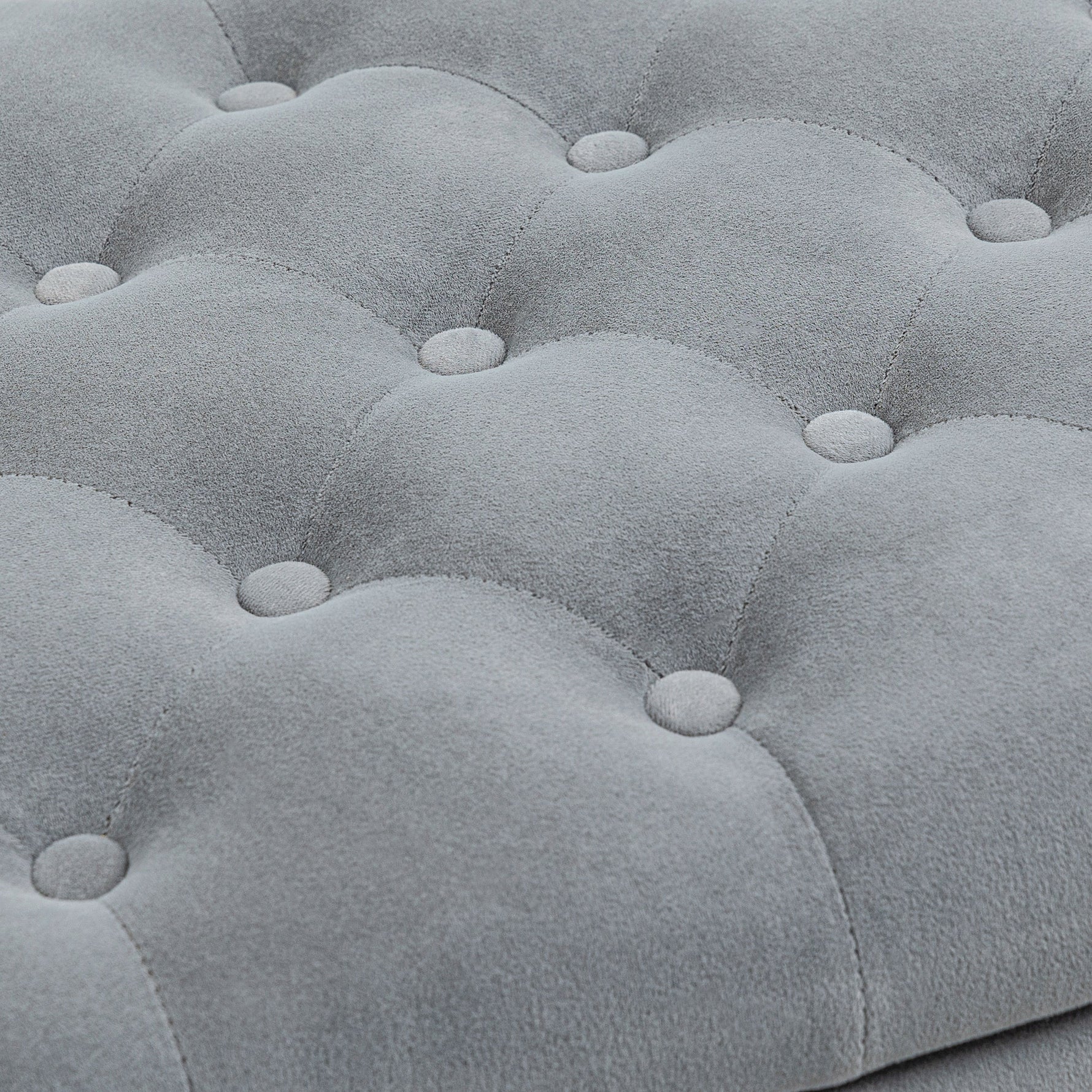 Banc de rangement bout de lit avec accoudoirs, tissu effet velours rembourré et capitonné, 126 x 48,5 x 57 cm, gris