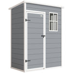 Abri de jardin 1,14 m² pour outils - porte verrouillable, aération et fenêtre - dim. 151L x 92l x 193H cm  - plastique, gris