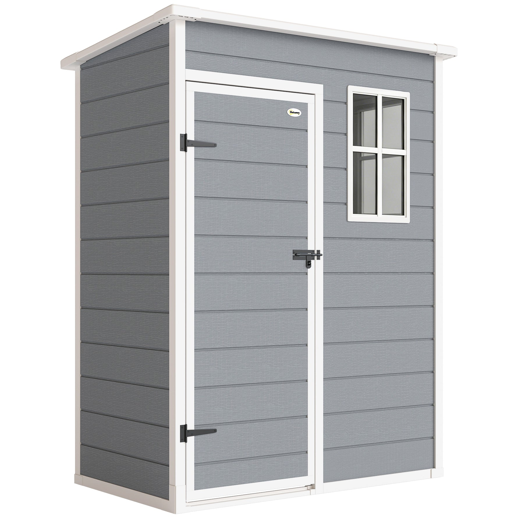 Abri de jardin 1,14 m² pour outils - porte verrouillable, aération et fenêtre - dim. 151L x 92l x 193H cm  - plastique, gris
