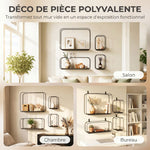 Set di 4 mensole da parete in stile industriale, scaffali geometrici sospesi in metallo, per soggiorno, camera da letto e ufficio, nero