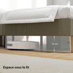 Cadre de lit 140 x 190 cm avec sommier à lattes en bois, lit double rembourré en velours côtelé, gris