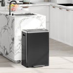 Poubelle de cuisine 2 compartiments de 2 x 20L, poubelle avec pédale, couvercle à fermeture douce 40 x 34,8 x 59 cm noir