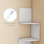 Étagère d'angle Murale de Rangement Forme Zigzag 20L x 20l x 126H cm 5 Niveaux Bois Blanche