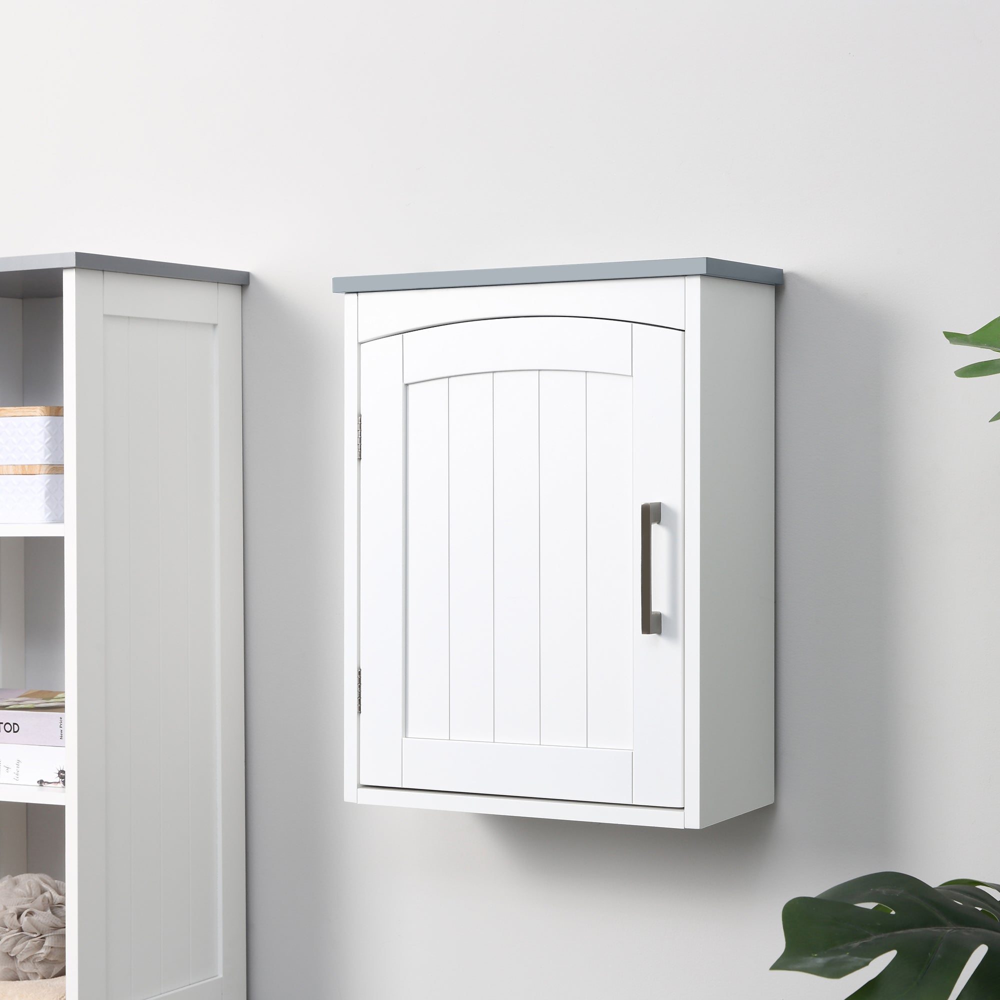 Meuble wc suspendu armoire à pharmacie murale armoire salle de bain rangement avec porte et étagère réglable - 41 x 18,5 x 52 cm - MDF - blanc