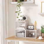 Meuble de rangement modulable, 8 cubes, meuble à chaussures empilables, vêtements, livres, jouets, blanc et transparent