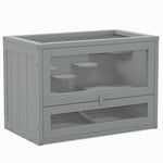 Cage pour hamsters souris petits rongeurs multi-équipements rampe plateformes toit ouvrant grillagé 60 x 35 x 42 cm gris