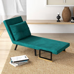 Fauteuil convertible 1 place fauteuil-lit chauffeuse 3 en 1 dossier réglable oreiller tissu velours 63x73x81cm vert