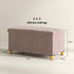 Panca contenitore fondo letto pieghevole volume 67 L capacità di carico 120 kg con coperchio 76L x 38P x 38A cm rosa