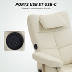 Fauteuil massant avec repose-pied, dossier inclinable jusqu'à 135°, coffre de rangement, télécommande