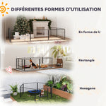 Parc de Mise Bas pour Chien 2 Compartiments Séparés avec Toile Oxford Coupe-Vent 7 Panneaux 203x102x60cm Noir
