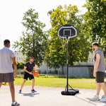 Panier de basket extérieur hauteur réglable 197,5-254 cm panier de basket sur pied à roulettes base remplissable noir