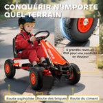 Kart à pédales Go-Kart pour enfants siège réglable pneus EVA embrayage manuel et frein 110 x 61 x 62 cm rouge